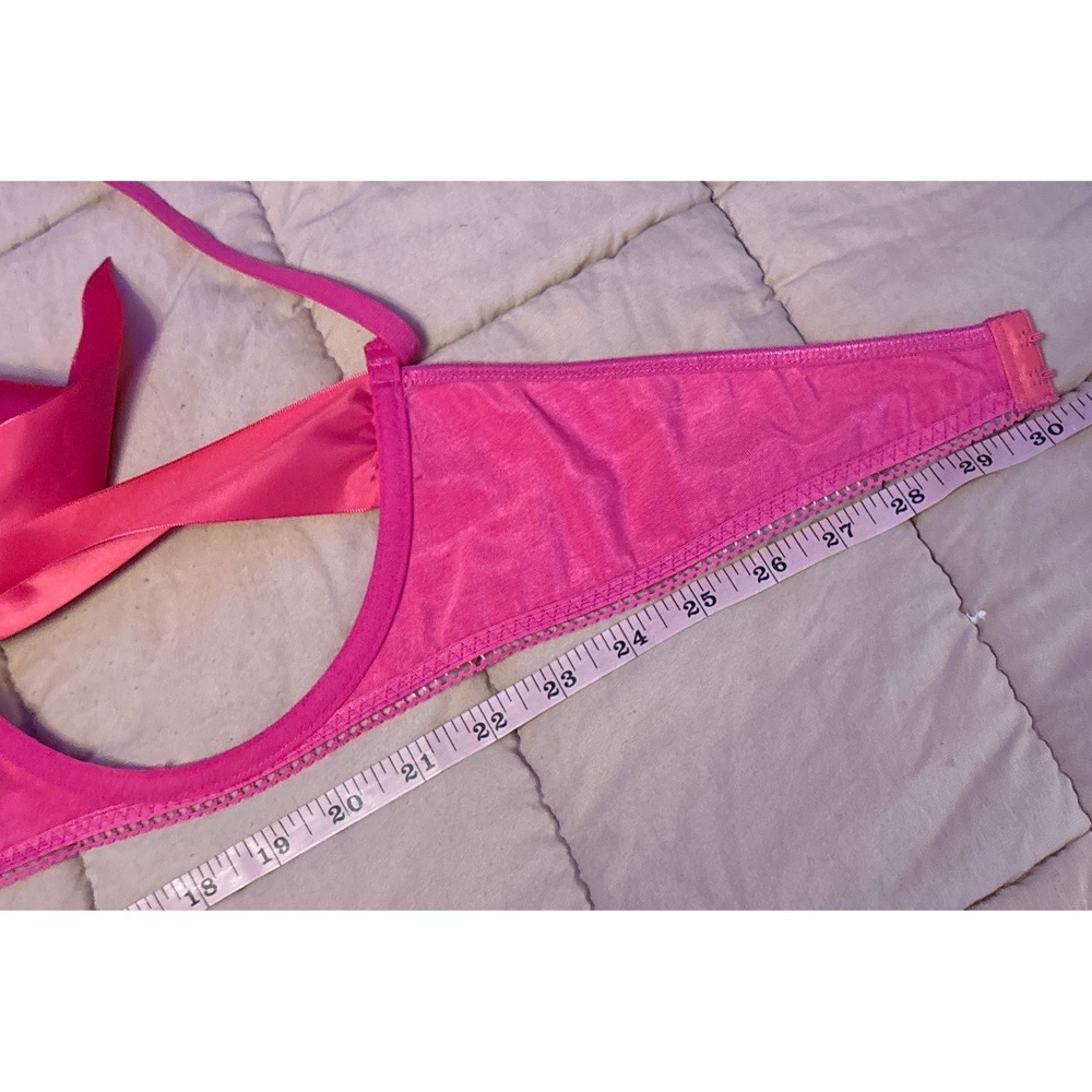Pink Satin Dancer Lingerie Set Open Cup Bra Garter Skirt Gloves 4pc - Picture 5 of 7